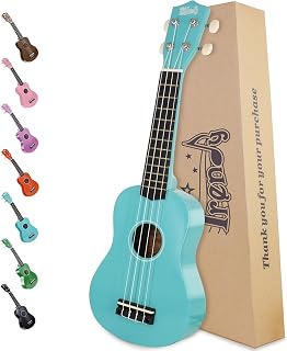 Trendy Soprano Ukulele for Beginners 21 Inch Hawaiian Wood Ukuleles for Adult Student Starter Four Strings Guitar (Light Blue)