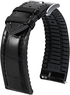 BINLUN Alligator Pattern Leather Watch Strap and Silicone Hybrid Replacement Quick Release Watch Bands for Men Women 14mm 16mm 18mm 19mm 20mm 21mm 22mm 5 Colors