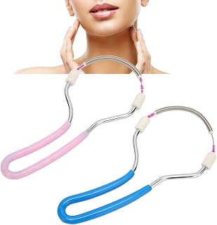 2Pcs Spring Hair Remover, Stainless Steel Spring Epilator for Facial Hair, Portable Springs Threading Hair Removal with Rubber Handle for Upper Lip, Chin, Neck, Facial