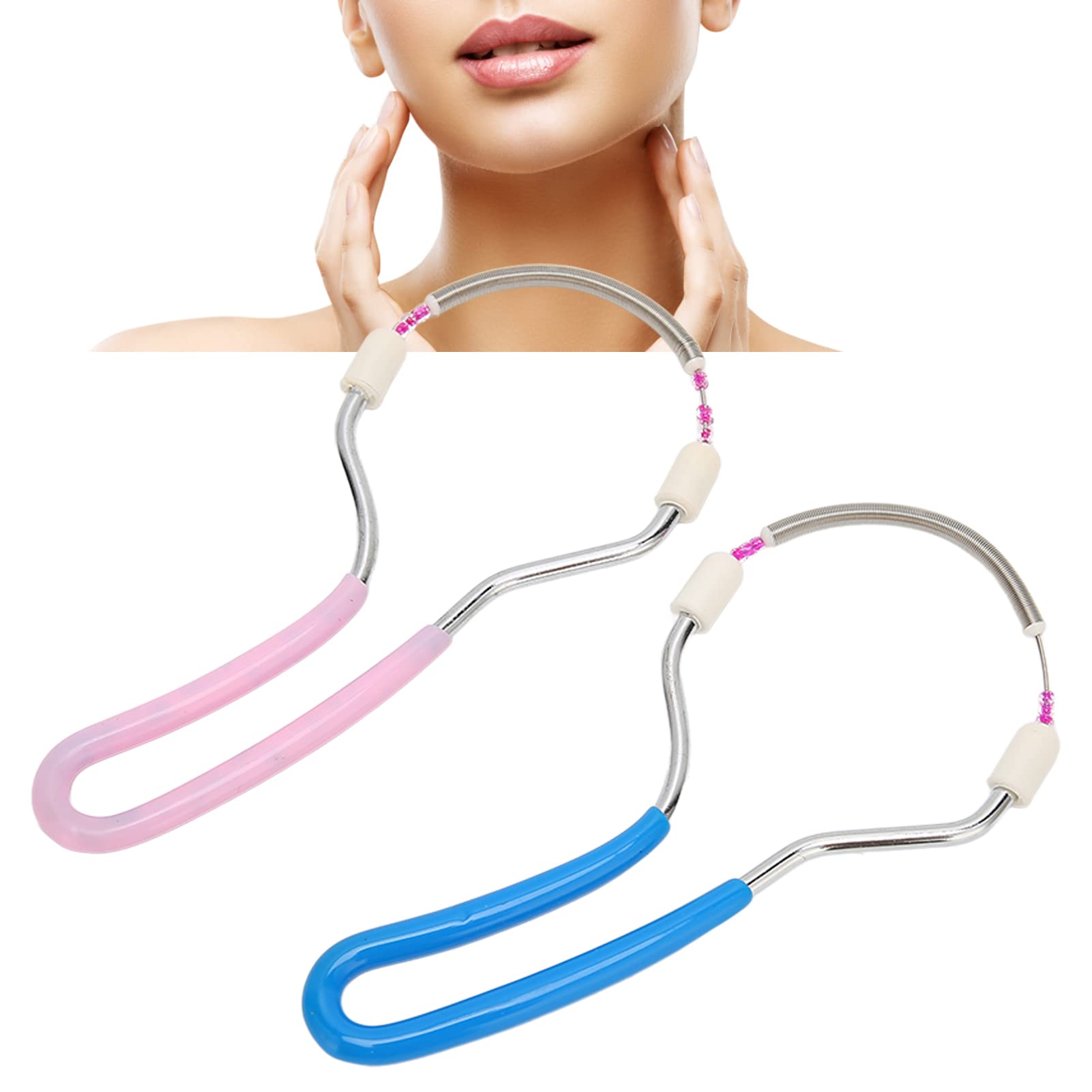 2Pcs Spring Hair Remover, Stainless Steel Spring Epilator for Facial Hair, Porta