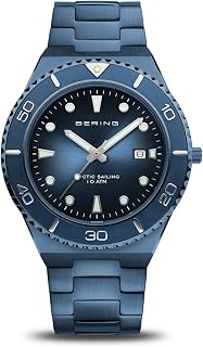 Bering Herren Quarz Uhr | Armbanduhr 43 mm Edelstahlgehäuse und Zifferblatt | Edelstahlband mit Edelstahlelementen | 10 ATM | 18940