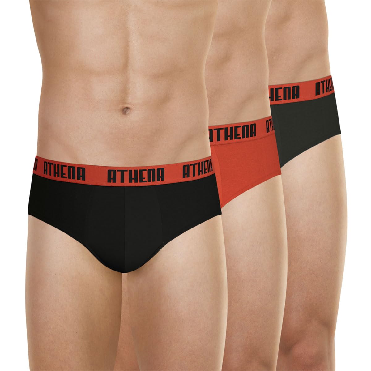 Athena - Lot de 3 Slips Homme Ecopack Basic Color - Slips Coton - Coupe Moderne 