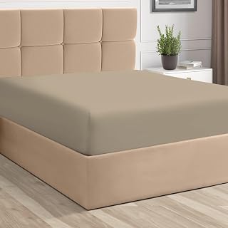 Pizuna California King Cotton Fitted Sheet 400 Thread Count Simply Taupe