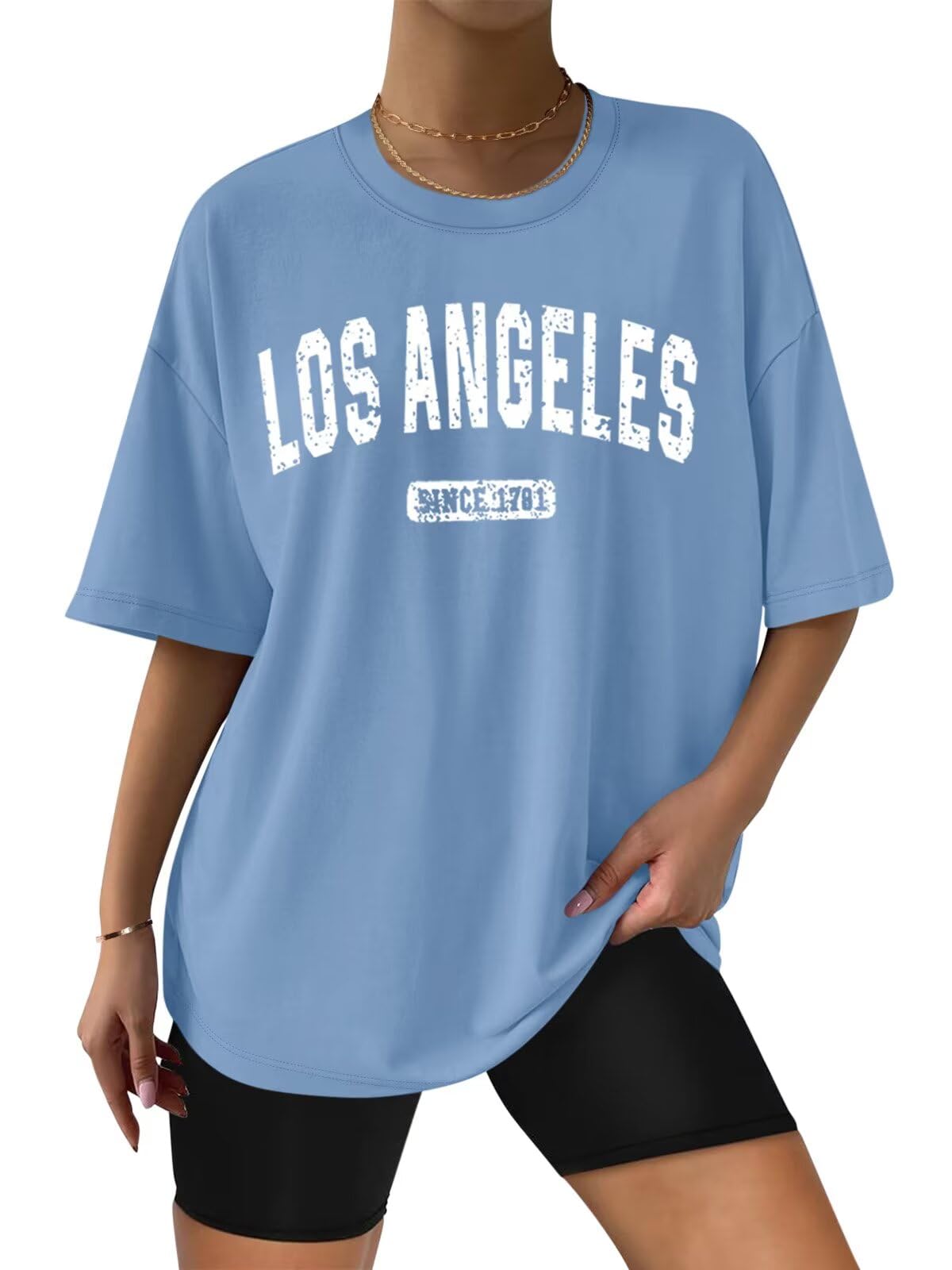 ORANDESIGNE Oversized Cotton T Shirts for Women Graphic Tees Short Sleeve Vintag