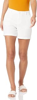 Amazon Essentials Women's Mid-Rise 5" Inseam Slim-Fit Chino Short, White, 44