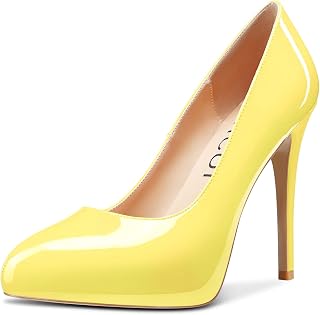 Aachcol Women's Stiletto Pumps Closed Round Toe High Heel Slip-on Office Wedding Party Dress Shoes Classic 12CM
