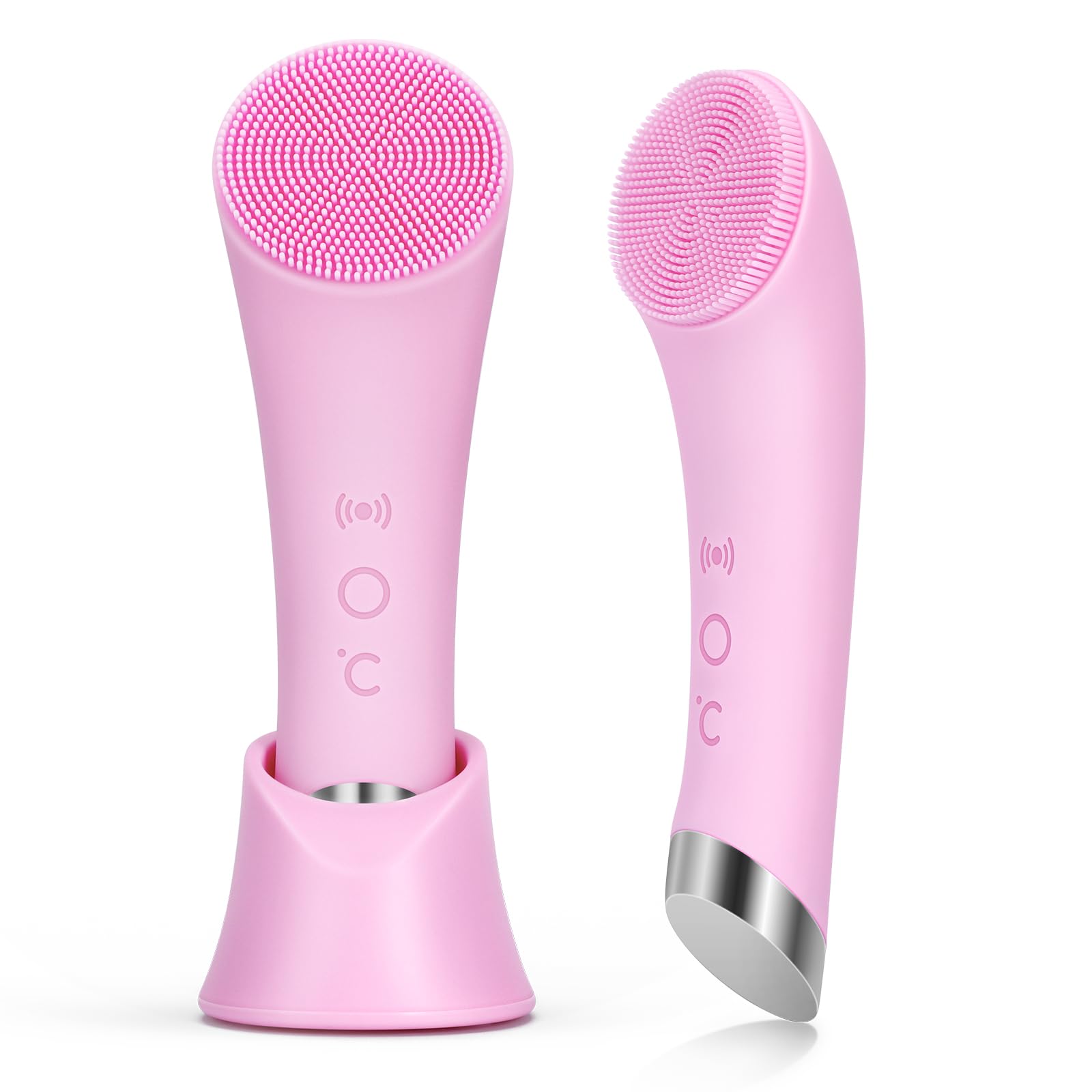 PRITECH Facial Cleansing Brush, Rechargeable Silicone Face Scrubber with Heat Ma
