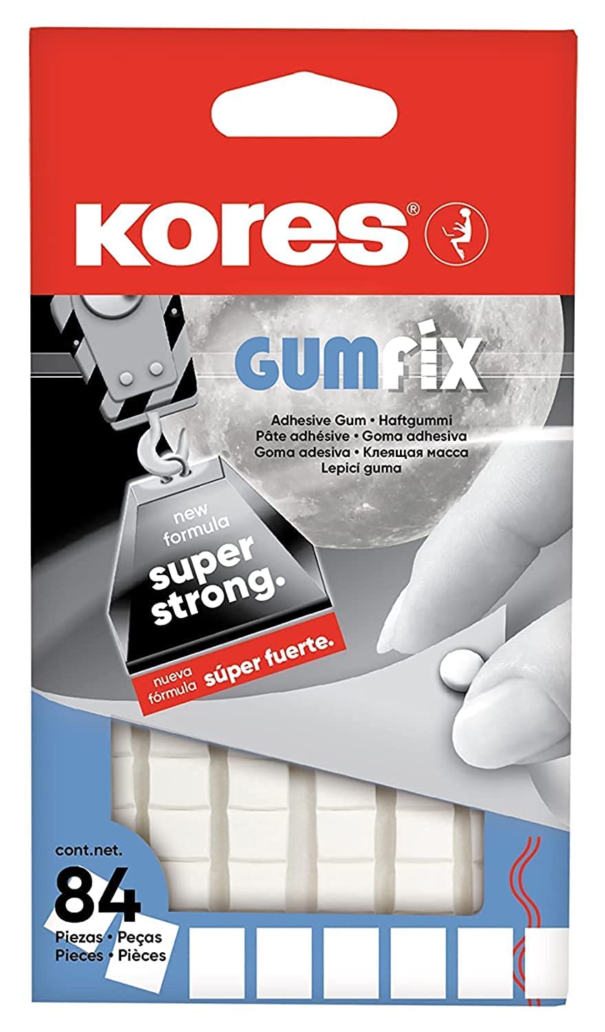 Kores - Gumfix, Gomma Adesiva Bianca Riutilizzabile e Rimovibile, Non Lascia Seg