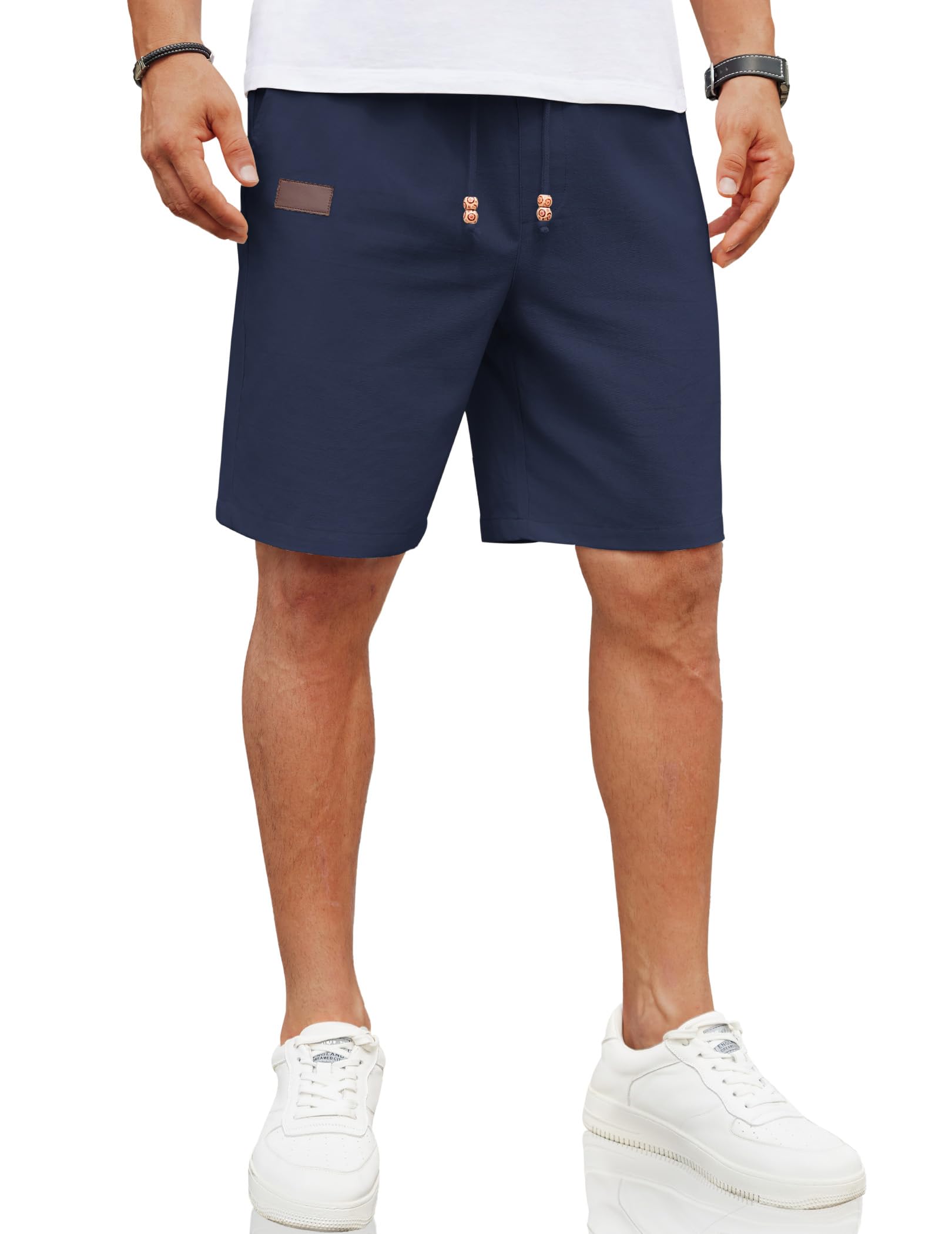 COOFANDY Men's Linen Beach Shorts Casual Drawstring Summer Vacation Shorts