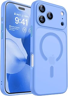 CANSHN Magnetic Cover for iPhone 17 Pro Max (6.9 Inch), MagSafe Compatible, [Full Camera Protection], Translucent Matte Slim Protective Shockproof Case, Ultramarine Blue