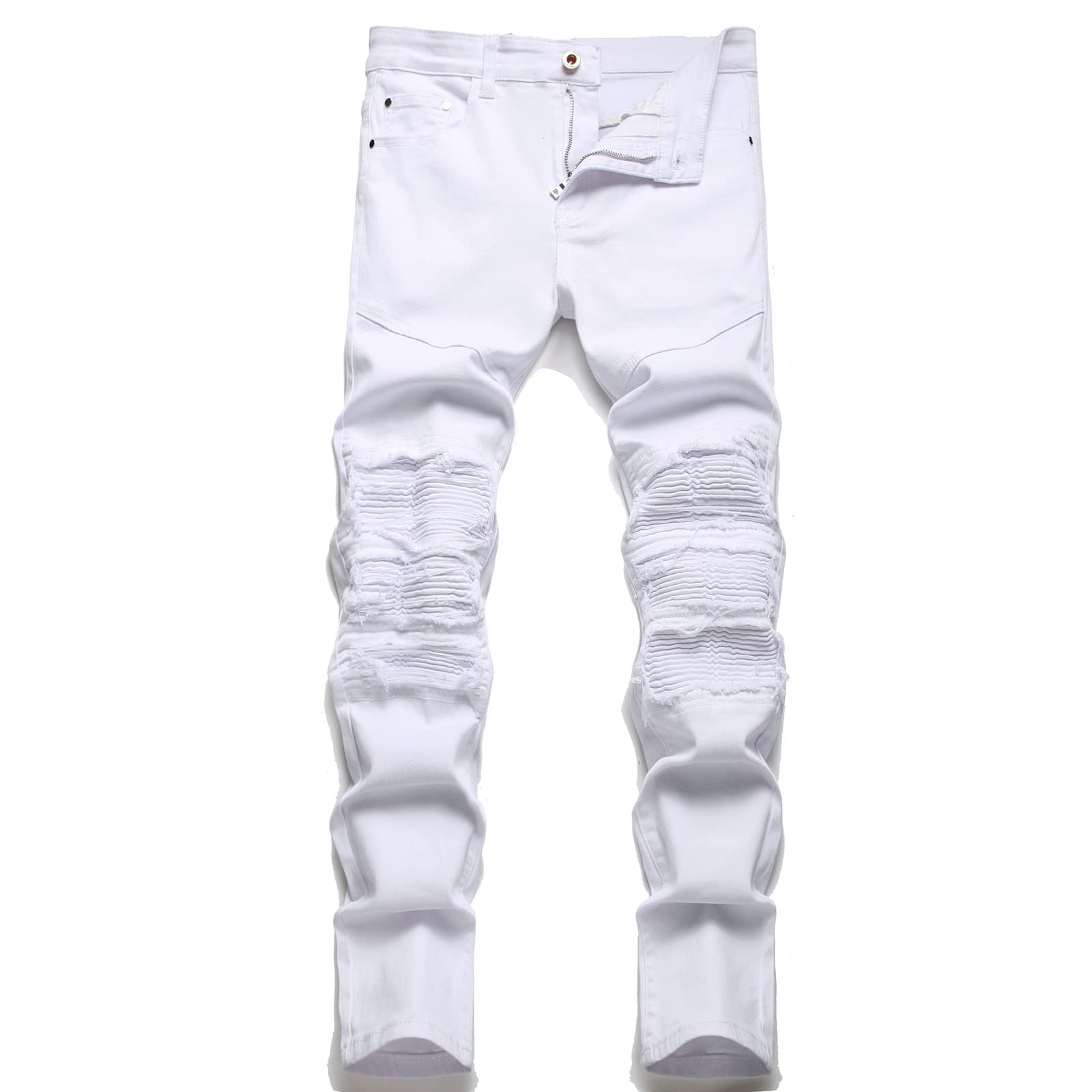 RXXKKK Mens Classic Zip Up Jeans Classic Fit Flex Jean