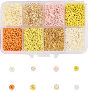 12500pcs/box Seed Glass Beads 12/0 2mm Round Loose Spacer Beads Small for DIY Jewelry Making Bracelet Necklace Earrings Yellow