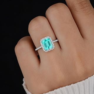 1pc White Gold Gorgeous Elegant Setting Square Tourmaline Zircon Ring for Women Party Prom Vintage Silver Ring Anniversary Birthday Gift Fine Jewelry