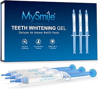 MySmile Teeth Whitening Gel Refills Pack 30+ Treatment Non-Sensitive Enamel Safe Tooth Whitener -10 Min Fast Whitening Teeth - Helps to Remove Stains from Coffee, Smoking, Wines（Excluding Tray Light）