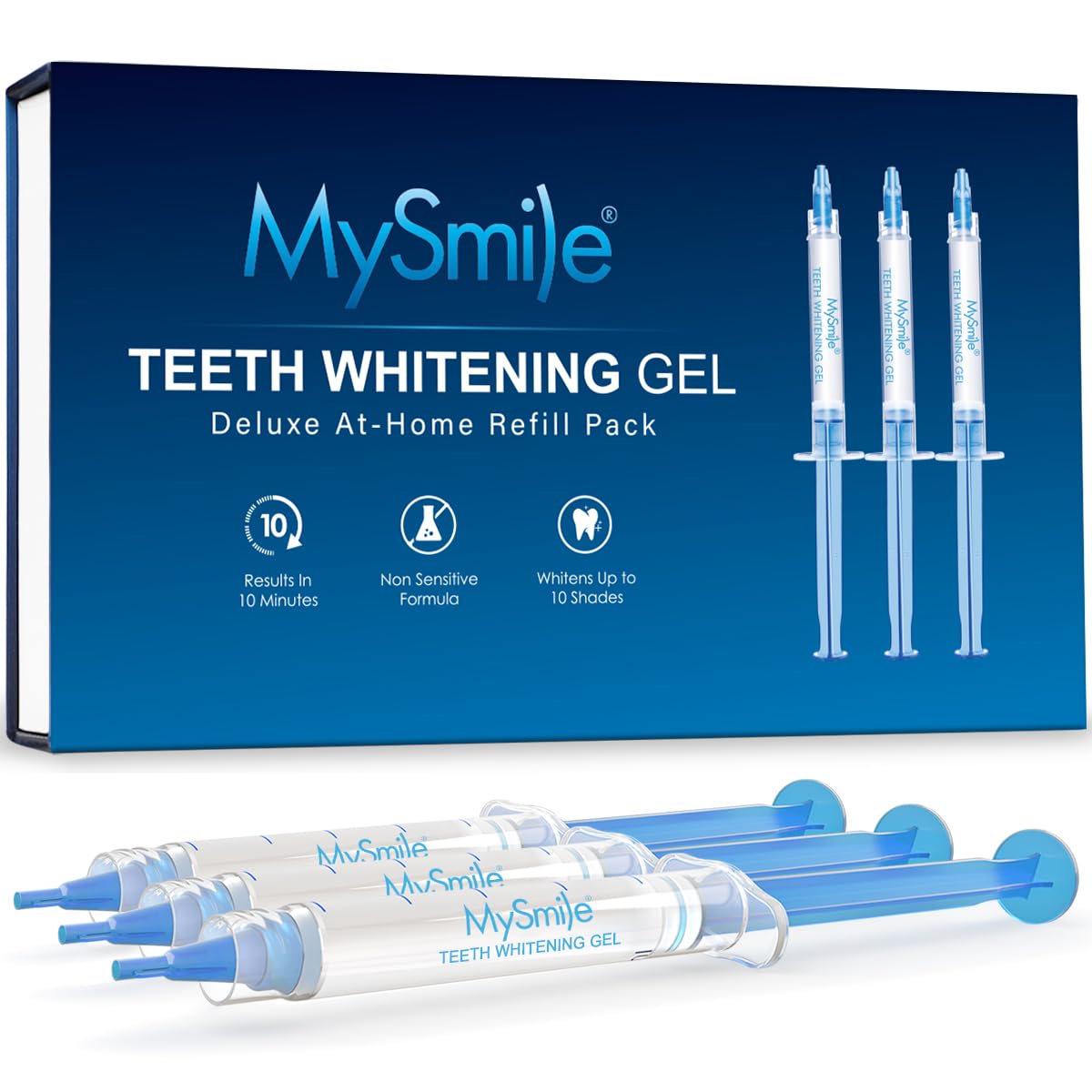 MySmile Teeth Whitening Gel Refills Pack 30+ Treatment Non-Sensitive Enamel Safe