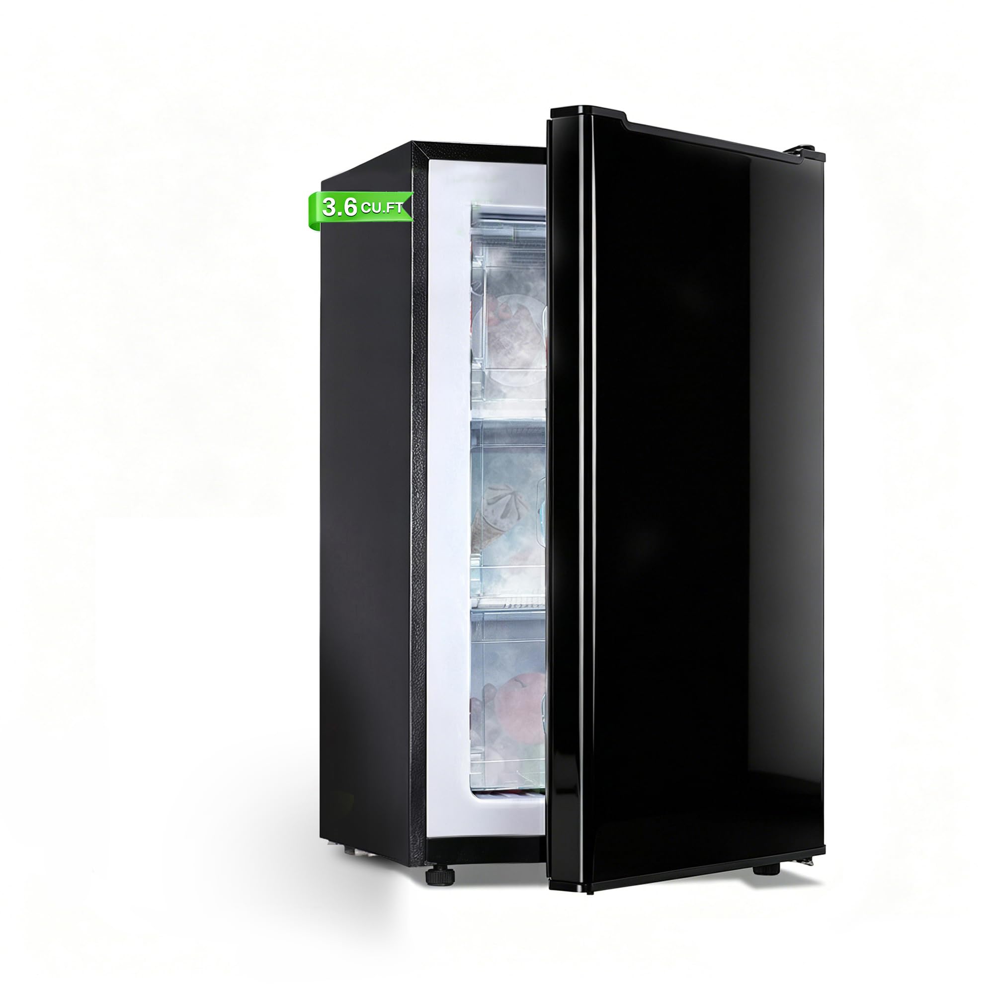 Maine 3.6 Cu. Ft. Small Upright Freezer, Compact Mini Freezer, Glossy Black | wi