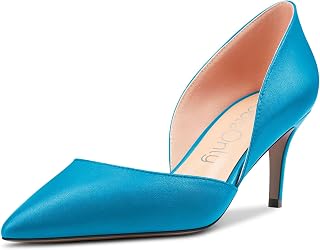 NobleOnly Women's Stiletto Medium Heel Lace Toe Cap Pumps Two-Piece Slip-on Wedding Sexy 6 cm Heels
