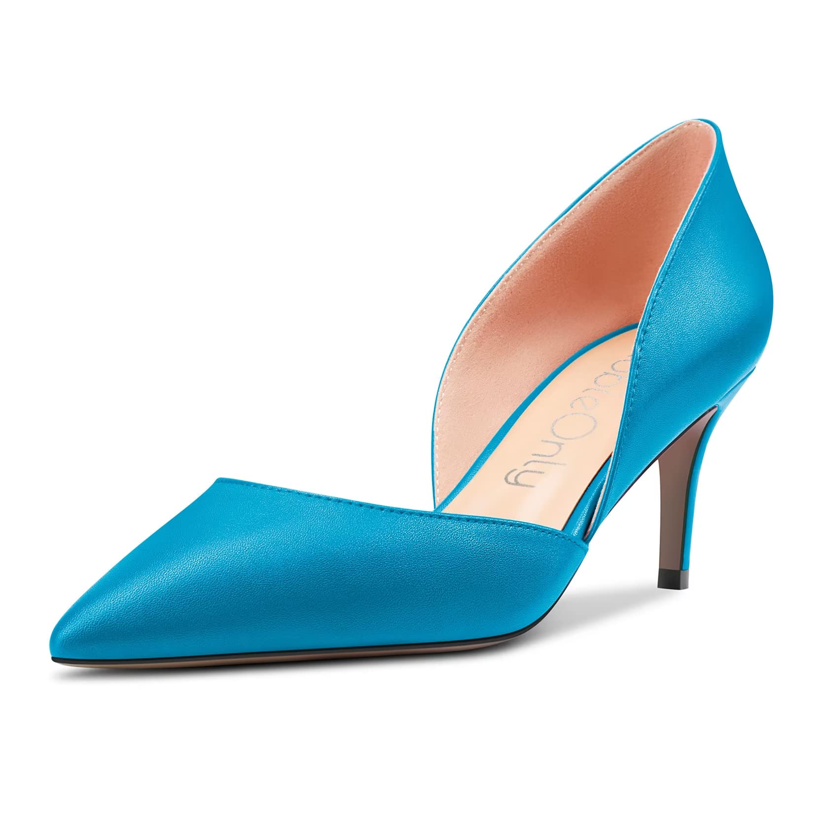 NobleOnly Women's Stiletto Medium Heel Lace Toe Cap Pumps Two-Piece Slip-on Wedd