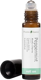 Peppermint Essential Oil Roll-On, Pre-Diluted with Jojoba Oil, 10 mL | Pure peppermint essential oil • Jojoba oil base • Stainless steel rollerball • Crisp mint aroma • Travel-size format