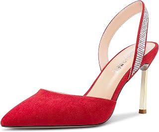Castamere Women's High Heel Pointed Toe Pumps Slingback Slip-on Diamond Crystal 8.5 CM Heels