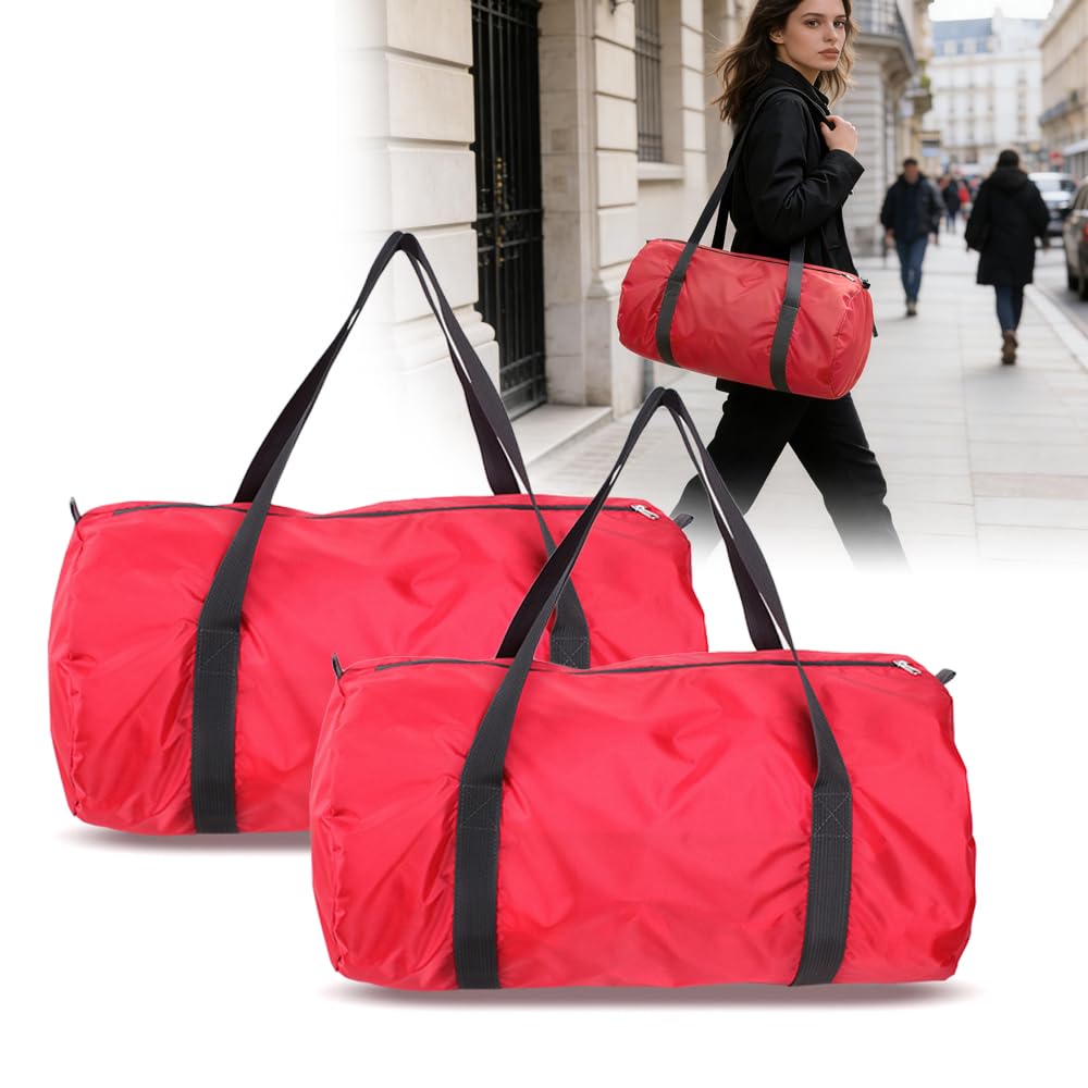 Large Capacity Foldable Travel Duffel Bag, 2 Pack Durable Nylon Foldable Tote Ba