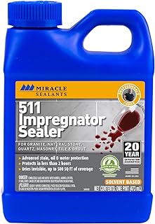 Miracle Sealants 511 Impregnator Penetrating Stone & Tile Sealer, Pint | Penetrating sealer for no-sheen stain, water & oil protection for granite, stone, tile, masonry & grout. Dries invisible.