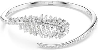 Swarovski Vienna Bangle Collection, Mixed Cuts, Feather, White, Rhodium plating