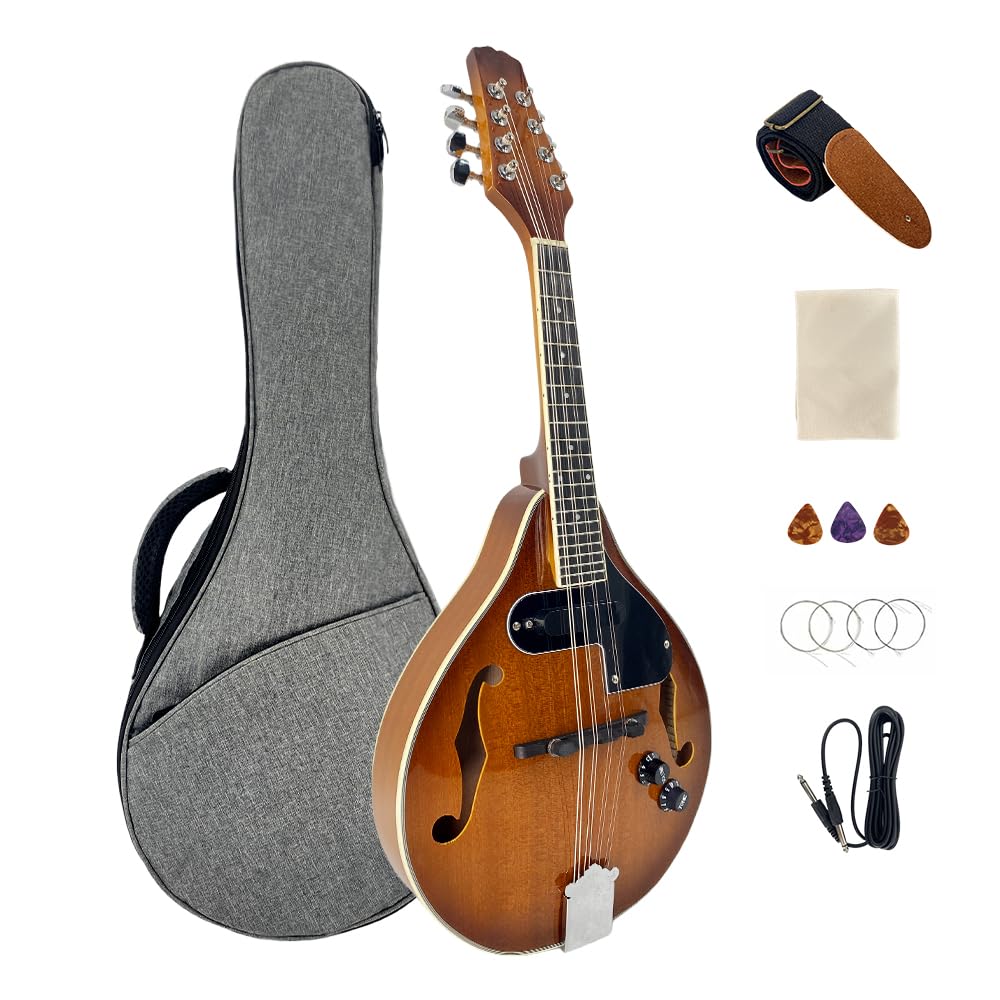 YoungMonic Mandolin Musical Instrument A Style E-Acoustic Mandolin Instrument Ki