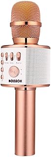 BONAOK Wireless Bluetooth Karaoke Microphone,3-in-1 Portable Handheld Karaoke Mic Speaker Machine Home Party Birthday for All Smartphones PC(Q37 Rose Gold)