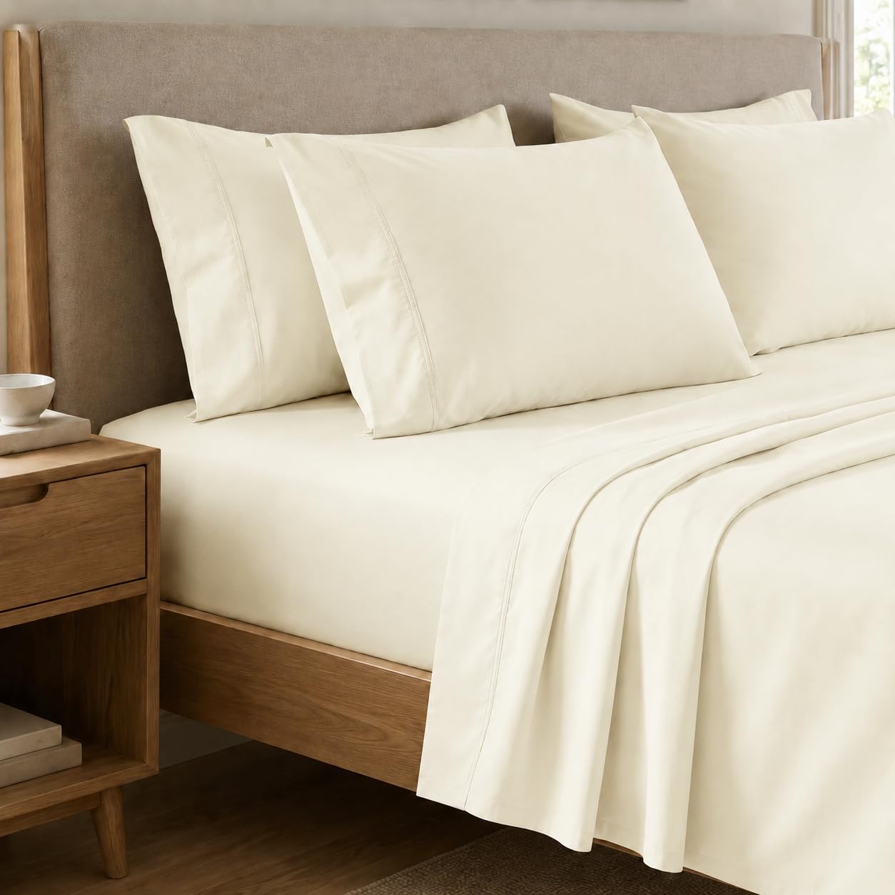 PETTI Artigiani Italiani - Cream Cotton Percale Single Sheet Set, 3-Piece Beddin