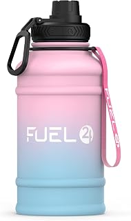 Fuel24 1.3L/2.2L Water Bottle Metal - STRONG, Drop & Leakproof BPA free 2L 1L Stainless Steel (1 Litre) - Large Gym Bottles for Men, Sports Water Bottle, Travel, Hiking Water Bottle