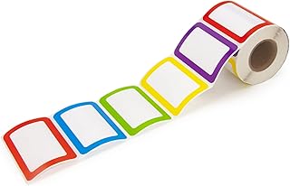 L LIKED 500 Pcs Colorful Name Tag Stickers, 3.5x2.25 in Adhesive Name Label | with Perforated Line for Clothes, Kids, School Activities, Office, Home