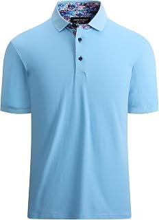 Alex Vando Polo à manches courtes pour homme Coupe droite - bleu - Taille L