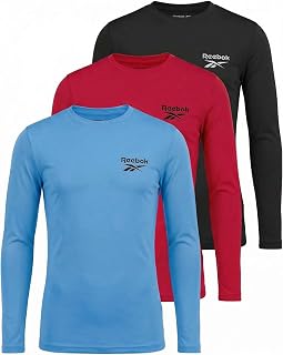 Reebok Boys Long Sleeve Rash Guard 3 Pack, Quick Dry Swim Shirts for Kids