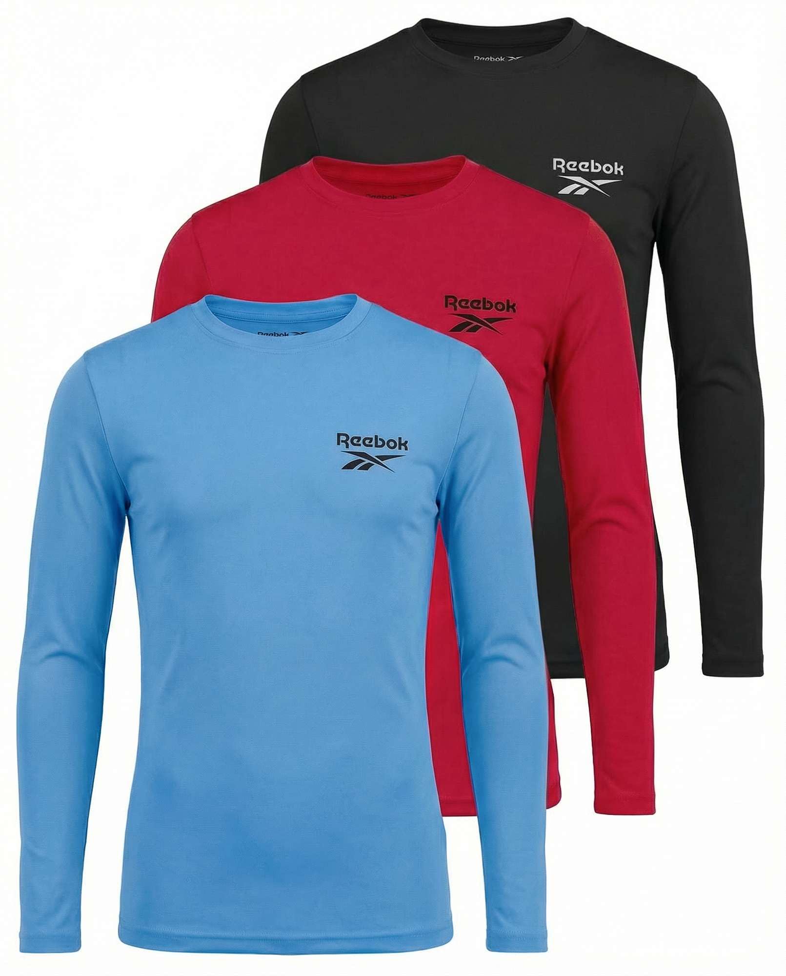 Reebok Boys Long Sleeve Rash Guard 3 Pack, Quick Dry Swim Shirts for Kids