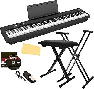 Roland FP-30X 88-Key Digital Piano - Black | Bundle with Adjustable Stand, Bench, Sustain Pedal, Online Lessons, Austin Bazaar Instructional DVD, and Polishing Cloth