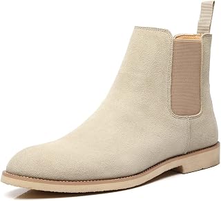Placck Men's Short Boots, Genuine Leather, Chelsea Boots, Business Shoes, Stylish, Suede, Side Gore, Casual, England Style, Large Size