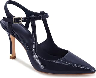 Coutgo Décolleté da donna con tacco alto, a punta, cinturino alla caviglia, in pelle verniciata, sexy, a stiletto, per ufficio e matrimonio
