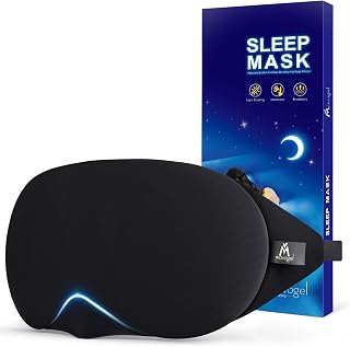 Mavogel Cotton Sleep Eye Mask, Light Blocking with Adjustable Nose Bridge | Updated Design, Soft and Comfortable Night Eye Mask for Men Women, Eye Blinder for Shift Work, Includes Travel Pouch, Black