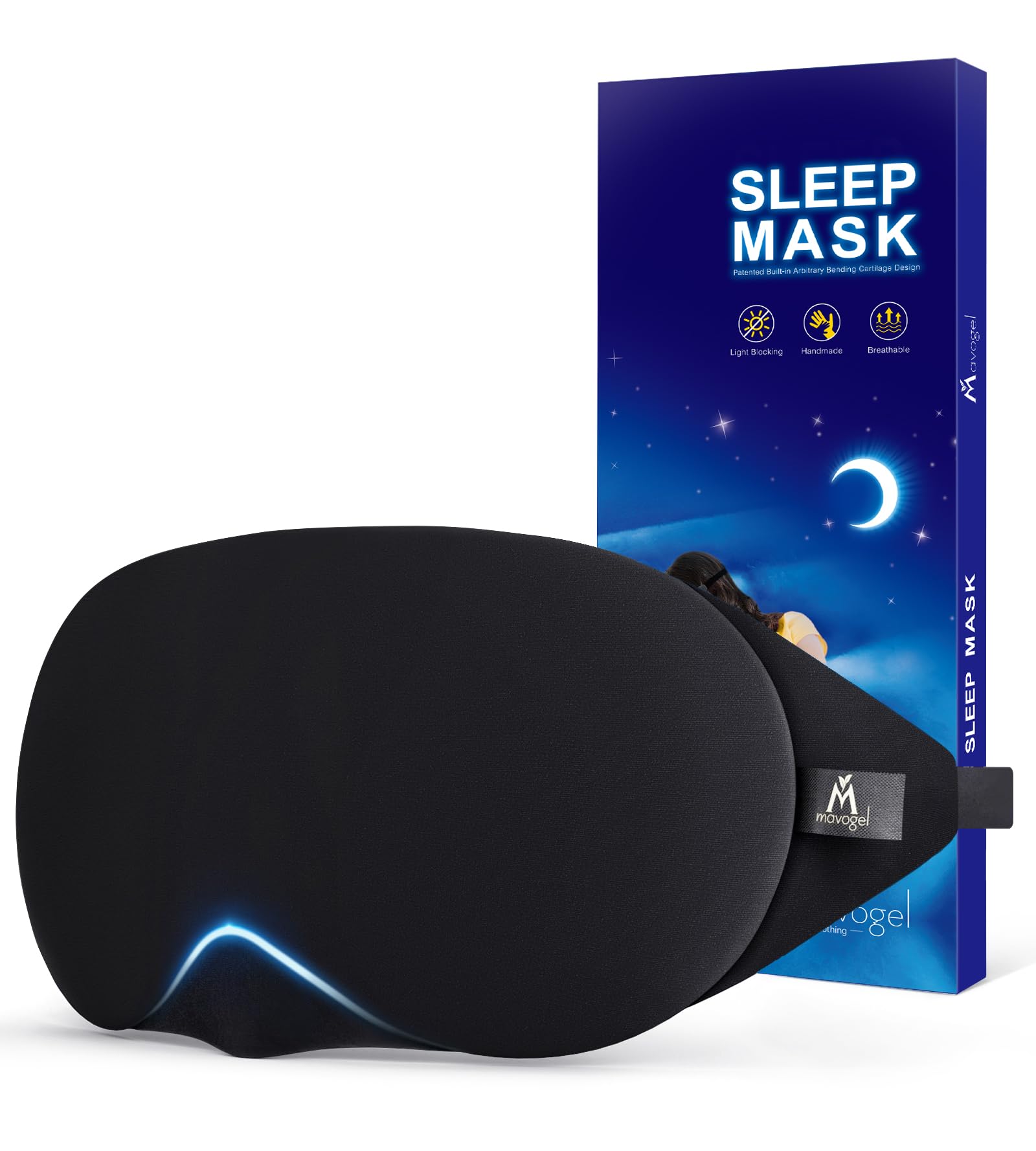 Mavogel Cotton Sleep Eye Mask, Light Blocking with Adjustable Nose Bridge | Upda