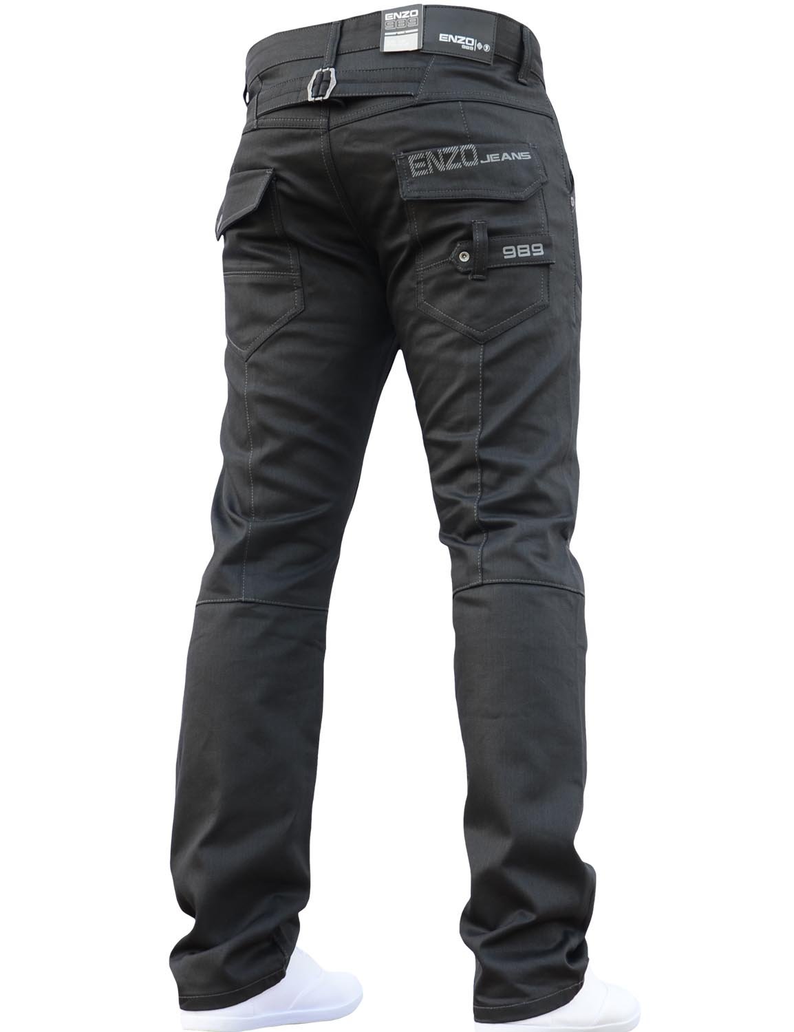 Enzo BNWT New Mens Jeans Blue Designer Straight Washed All Waist & Sizes