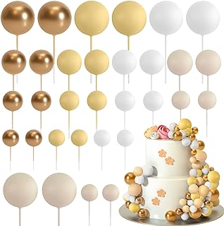 ASTARON 32 x Cake Topper Mini Balloons Cake Topper Sticks Foam Balls Cake