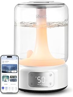 Levoit Humidifiers for Bedroom Large Room, 6.2L Tank, Smart App, Quiet 26dB | Top Fill Cool Mist Humidifier for Baby & Plants, Easy to Clean, 62H Runtime, Essential Oil, Precise Humidity Control