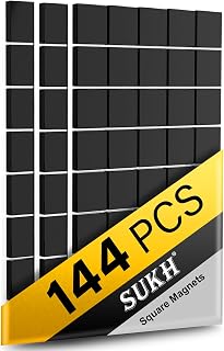 144Pcs Square Magnets Magnetic Tape Strip - Magnet Sheets Magnets with Adhesive Backing Magnet on One Side Self Adhesive on The Other Side for Fridge Organisation,Art Project,Classroom