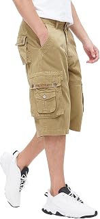 BEST SOUTH Men's Long Cargo Shorts Below Knee 13 Inches Cotton Relaxed Fit