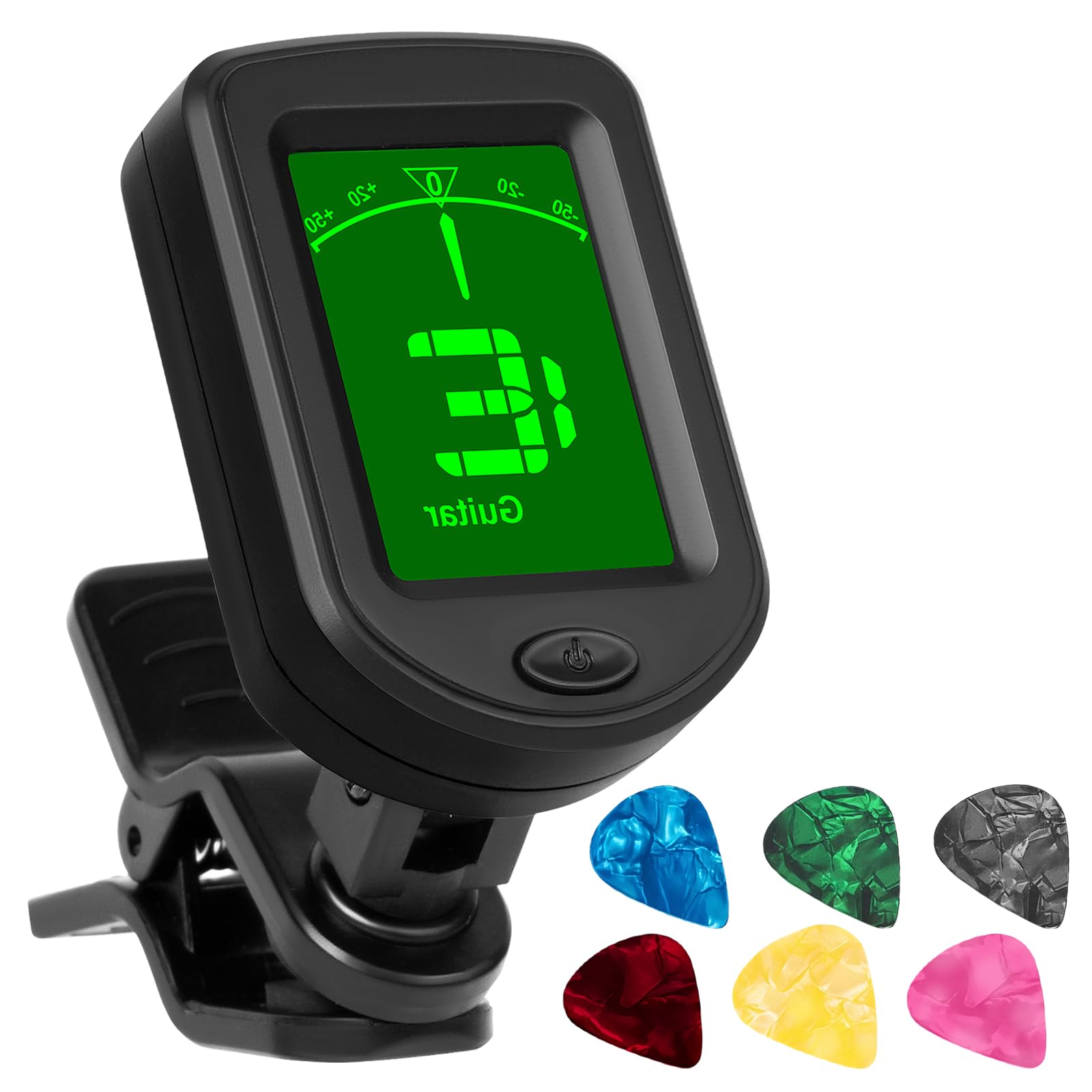 AMFUN Guitar Tuner Clip On, Digital Tuners of Guitar Accessories with LCD Displa
