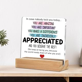 Inspirational Gifts Ideas, Thank You Gifts for Women Men Friends, Appreciation Gift for Coworker Motivational Quote Clear Desk Sign Decor Home Office Desk Accessories Decor