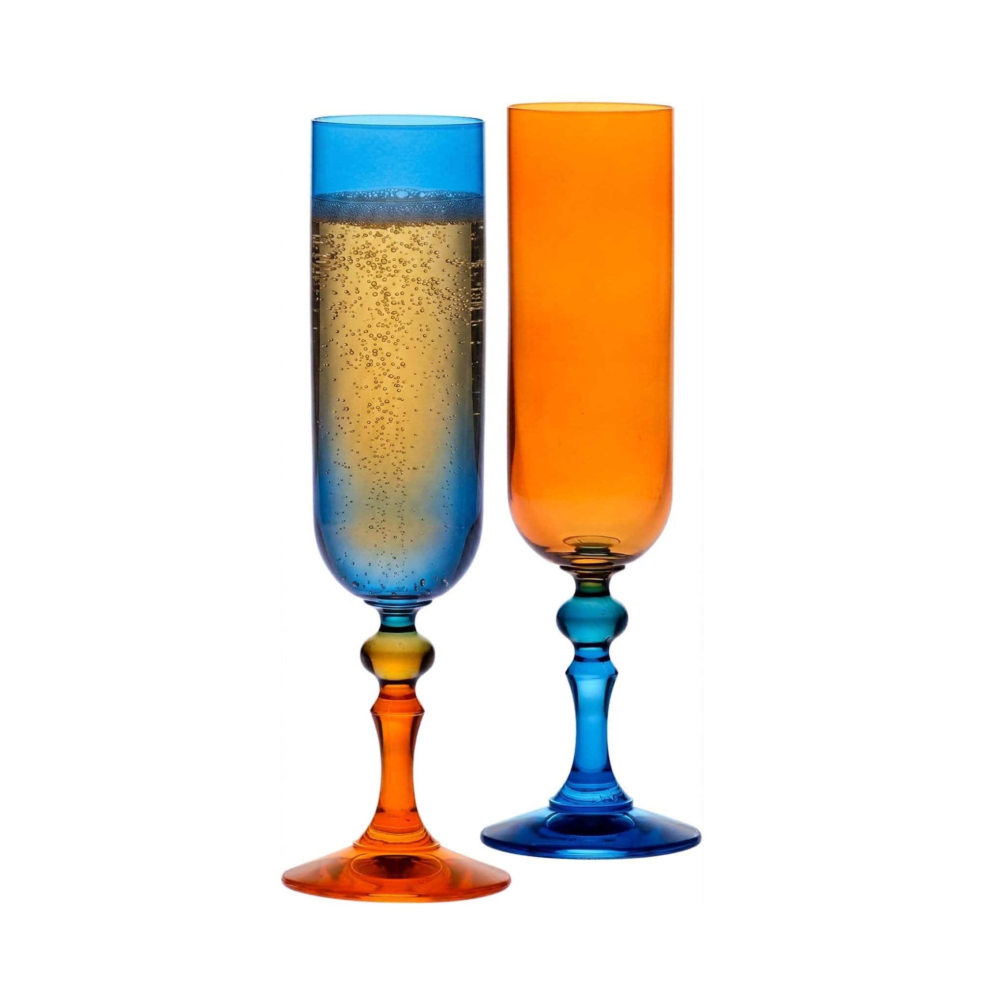 Krosno Coloured Champagne and Prosecco Glasses - 2 x 220ml - Bubble Collection -