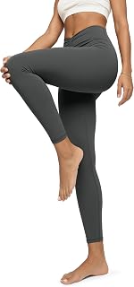 ODODOS Cloud Feeling Ruched Yoga Leggings for Women 25" / 28" High Waist Crossover Yoga Pants