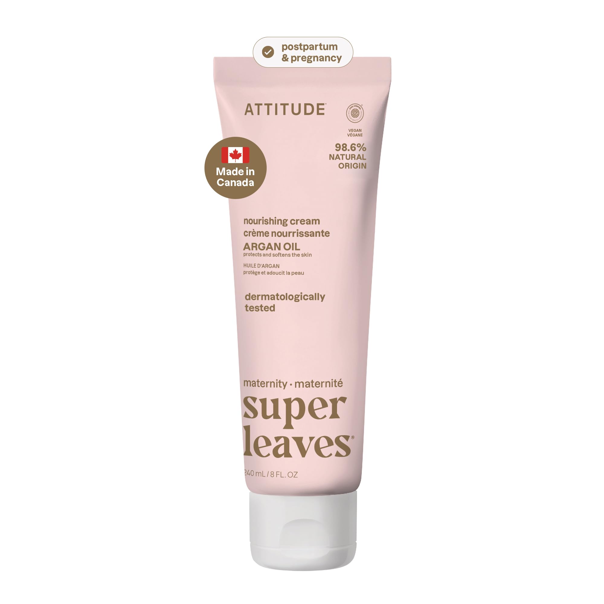 ATTITUDE Pregnancy Nourishing Body Cream, Made in Canada, EWG Verified, Dermatol